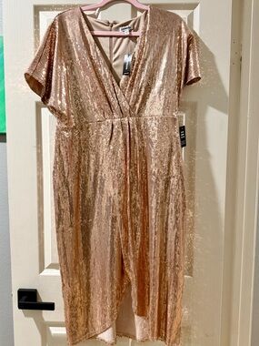 Express Pink Sequin Wrap Dress